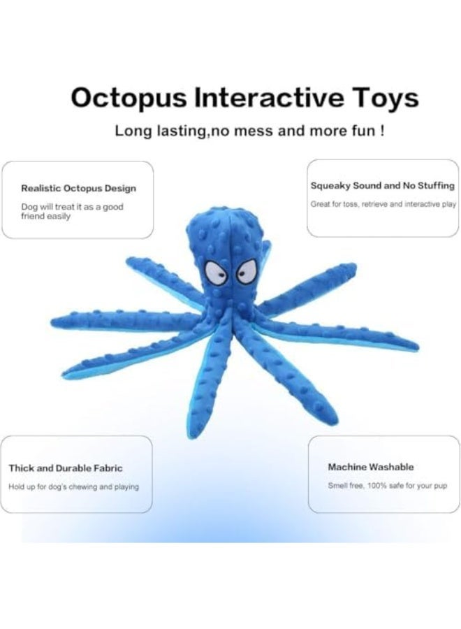 كوينز لعبة أخطبوط للكلاب – لعبة مضغ تفاعلية محشوة مع صافرة، ناعمة ومتينة للكلاب الصغيرة والمتوسطة - Image 5
